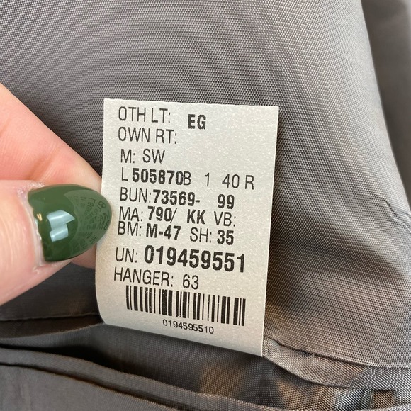 Chaps Ralph Lauren Gray Pin Check Silk Wool 2-Button Blazer Coat Size 40R - Picture 9 of 13